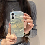 Shiny Purple Green Swirl Glossy IMD Phone Case For Iphone 17 16 15 14 13 Pro Max Full Soft TPU Cover Body Shell Protection Cases
