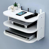 Popxstar Wifi Hanging Shelf Router Power Strip Multi Outlet TV Set Top Box Cable Hidden Floating Rack Wall Mount Holder Storage Organizer