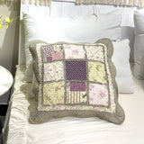 Soft Breathable 100% Cotton Patchwork Pillow Cover with Ruffled Edge Multi Functional Cushion Case for Sofa and Office Easy Care