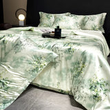 Popxstar  new high-end luxury silky Sleeping naked digital printing washed silk style Bedding Set Duvet Cover Bed Sheet Pillowcases