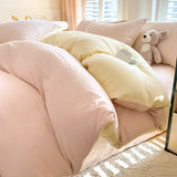 Solid Color Brushed Four Piece Set Home Textile Bedding Three Piece Set Autumn Short Plush Bed Sheets, Duvet Covers, Pillowcases