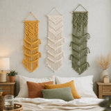 Handwoven Macrame Hat Rack Wall-Mounted with Tassel Baseball Cap Organizer Bohemian Style Handmade Cap Hanger Collection Display