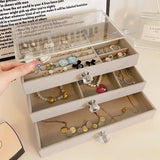 Popxstar Acrylic Transparent Jewelry Storage Box Organizer Anti-oxidation Drawer Type Multi-layer Large Capacity Exquisite Display Box