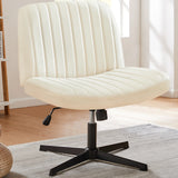 Popxstar Cross Legged Office Living Room Rocking Gaming Chair Armless Wide Desk Adjustable Swivel Fabric Task Vanity Home Office