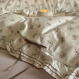 Popxstar  100% Cotton Pastoral Floral Print Ruffles Bow Princess Bedding Set Queen King Duvet Cover Set Bed Sheet/Fitted Sheet Pillowcases