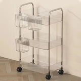 Clear Box Mobile Trolley Storage Cart 3 Tier Home Organize Multi Layer Storage Rack Large Capacity Multi-functional
