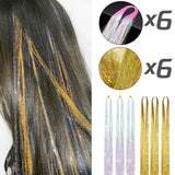 Popxstar 12pcs Glitter Sparkling Shinny Fairy Hair Accessories Tinsel Hair Extension for Women and Girls for Christmas New Year Halloween