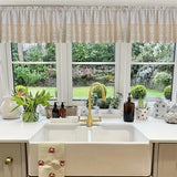 Popxstar 1pc American Crochet Short Curtain Cotton Linen Splicing Hollow Vintage Half Curtain for Kitchen Door Decor Cafe Window Drapery