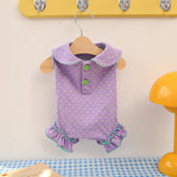 Dog Polka Dot Wrap Belly Clothes Cotton Fabric Summer Soft Cute Pet Pajamas Yorkshire Jumpsuit Four Legged Puppy Clothes