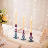 Popxstar 3Pcs Glass Candlestick Holders Glass Taper Candle Holders Groovy Wavy Elegant Candle Stick for Home Party Decoration