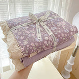 Popxstar  Ins Princess Bedding Set Floral Duvet Cover Set Flat Sheets Set Single Twin Double Size Bed Linen Set Back To School Season