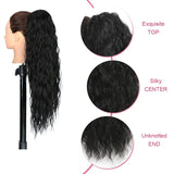 Popxstar 26inch Drawstring Clip in Ponytail Hair Extensions for Black Women Natural Synthetic Water Wave Ponytail Black Blonde Horse Tail