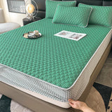 Popxstar Simple Thicken Latex Summer Mat for Bed High-quality Cool Feeling Fabric Fitted Bed Sheet Set Queen Breathable Ice Silk Bed Mats