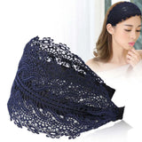 Popxstar Wide Women Hairband Solid Lace Turban Solid Elastic Hair Bands Hair Accessories Headband for Women Girls Headdress
