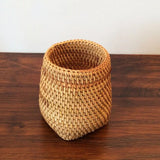 Popxstar  High Quality Hand-made Rattan Storage Box Pen Container Makeup Brush Storage Box Tea Ceremony Accessories storage baskets