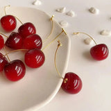 Popxstar Small Fresh Sweet Lovely Cherry Cherries Cherries Earrings Pendant Fruit Earrings Red Cherry Earrings Charm Jewelry