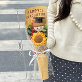 Popxstar  Crocheted Sun Flower Bouquet Graduation Flower Bouquet Gifts Artificial Flower Decorations Finished Sunflowers Graduation Gifts