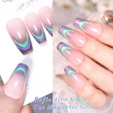 Popxstar 10ml Rainbow Purple Water Light Cat Magnetic Gel Nail Polish Shining Sliver-light Holographics Semi Permanent UV Gel