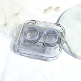 Popxstar 콘택트 Plastic Contact Lens Cases Simple Oval Transparen Portable Eye Contacts Lenses Holder Box Case with Tweezers Remover Tools