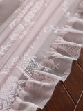 Popxstar Rustic Pink Mirror Flower Lace Tablecloth, Living Room Bedroom Dining Table Tablecloth, Wedding Festival Home Table Decoration