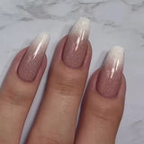 Popxstar  Nude Color Press On Nails 24Pcs Short Almond Fake Nails White French Tip Wearable False Nails Patches Women Girls DIY Manicure