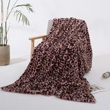 Popxstar Faux Rabbit Fur Leopard Print Double-layer Coral Rabbit Plush Blanket Bedroom Sofa Soft Breathable Warm Cover Blanket
