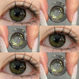 1 Pair Green Colored Contacts Lens with Myopia Diopter Natural Korean High Quality Soft Beauty Pupils Fast Shipping