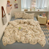 Popxstar  100% Cotton Bedding Set Cartoon Cute Animals Duvet Cover Set Bed Linen Flat Sheets Set 2 Pillowcases Single Double Queen Size