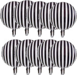 Popxstar 10pcs Black and White Striped Aluminum Film Balloons for Birthday Parties, Weddings, Singles Parties, Decorations