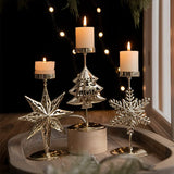 Popxstar Christmas Votive Candle Holder Metal Tealight Holder Xmas tree elk Snowflake Patterns for Winter Xmas Table Centerpiece Decor