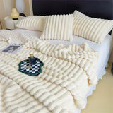 Popxstar New Imitation Rabbit Plush Warm Blanket Set or Only Blankets for Autumn Winter Soft Fluffy Warmth Lounger Sofa Throw Blankets
