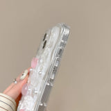 Popxstar  Korea Silve 3D Butterfly Cartoon Heart Phone Case For iPhone 16 15 14 13 12 Pro Max Luxurious Lovely Soft Shockproof Back Cover