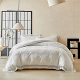 Popxstar  4Pcs Bow Large Tassel Style Bedding Set High Quality Skin Friendly Fabric Bed Sheet/Fitted Sheet Pillowcases Queen King Size
