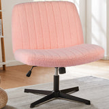 Popxstar Cross Legged Office Living Room Rocking Gaming Chair Armless Wide Desk Adjustable Swivel Fabric Task Vanity Home Office