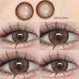 Popxstar  2pcs Yearly Contact Lenses Brown Large Diameter Prescription Myopia Contact Lens Student Animation Lens Beautiful Fast Shipping