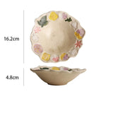 Popxstar  1PC Hand-painted Ceramic Tableware Underglaze Color Vegetable Plate New Flower Relief Plate Household Salad Tableware