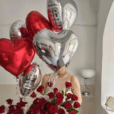 Popxstar Romantic Heart Foil Balloons 18 Inch Metal Mirror Aluminum Film Balloon Helium Globos for Valentine's Day Wedding Party Decor