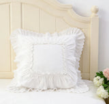 Farmhouse Decor Pillowcase , Romantic Lace Ruffle Skirt Decorative Pillow Cover ,Cotton Throw Pillow Covers for Sofa, Bed, Couch