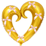 Popxstar  40 inch Large Heart Foil Balloon with Bow, Red Hook Heart Shape For Valentine's Day Wedding Engagement Bachelor's Party Decor