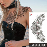 Popxstar Large Chest Waist Shoulder Back Waterproof Temporary Tattoo Sticker Lace Gemstone Flower Fake Tatoo Underboob Body Art For Women