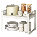 Layered Adjustable Kitchen Organizer Space Saving Stackable Kitchenware Storage Rack Non-slip Easy To Install
