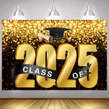 Popxstar Graduation Backdrop Congrats Gold Class of Grad Photocall Decoration Photography Background Photo Banner