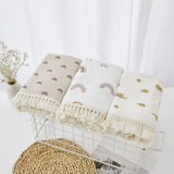 Popxstar Cotton Muslin Swaddle Blankets for Newborn Baby Tassel Receiving Blanket New Born Swaddle Wrap Infant Sleeping Quilt Bed Cover