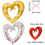 Popxstar  40 inch Large Heart Foil Balloon with Bow, Red Hook Heart Shape For Valentine's Day Wedding Engagement Bachelor's Party Decor