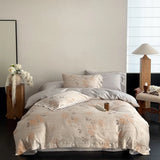 100% Cotton Yarn-dyed Jacquard Luxury Bedding Set Flowers Pattern Button Duvet Cover Flat/Fitted Bed Sheet Pillowcases 4Pcs