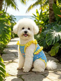 Fish Print Ruffle Trim Pet Bikini Swimsuit Cooling Sun Protection Summer Outdoor Beach For Small Medium Dogs Cats Puppies