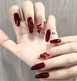 Popxstar 24pcs Gradient Fake Nails French Ballerina Nail Waterproof Faux Medium Coffin false nails Fingernails Press on Nails Tips