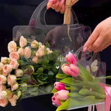 Popxstar New Transparent Flower Bag with Handle Fresh Flower Bouquet Wrapping Boxes Wedding Birthday Party Gift Rose Packaging Handbags