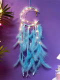 Popxstar Moon Dream Catcher Feather Wind Chimes Hand-woven Wall Bedroom Hanging Ornaments Birthday Festival Gifts Home Decoration Crafts