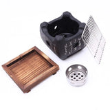 Japanese Style Charcoal Stove Aluminium Alloy Carbon Stove Portable Charcoal Grill with Grill Net Mini Square Text Stove